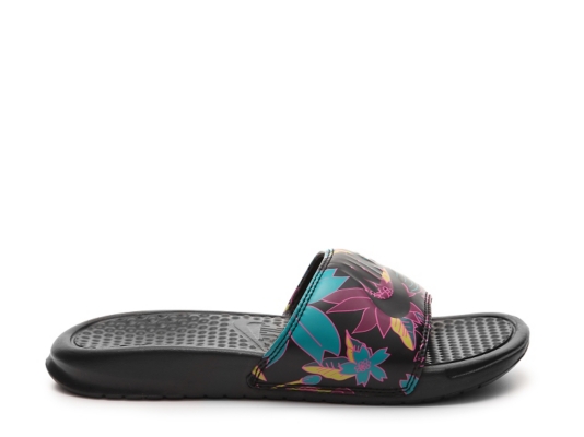 nike black floral slides