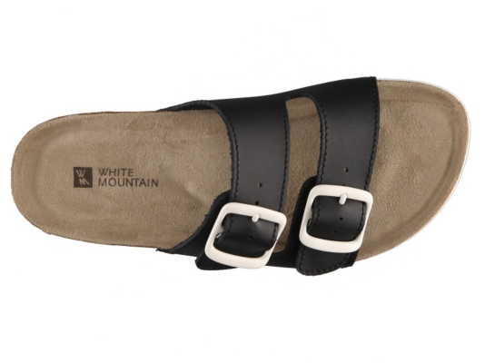 WHITE MOUNTAIN Women's Helga Flat Sandal – Genuine Leather Slip-On With Contoured Footbed