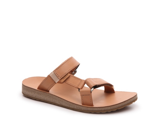 teva universal slide leather brown