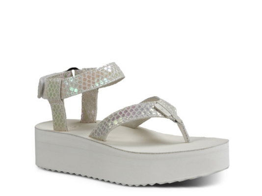 white teva platform sandals