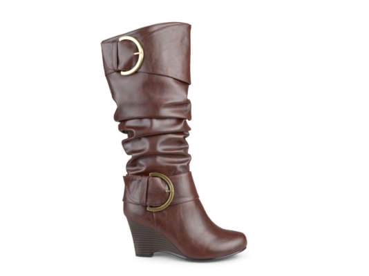 extra wide calf wedge heel boots