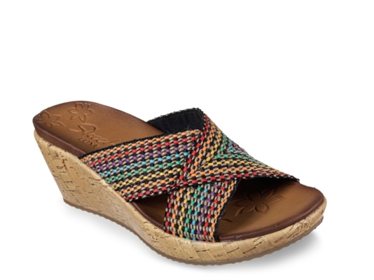 skechers red wedge sandals