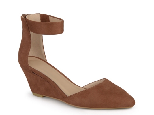 journee collection womens connor pumps zip open toe wedge heel