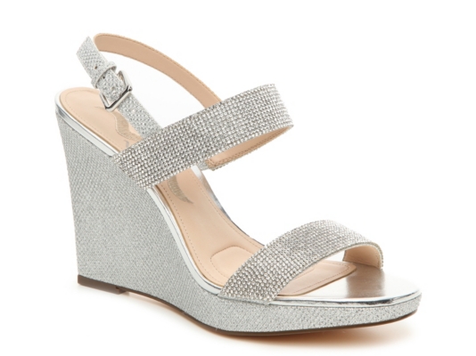 nina silver wedge sandals