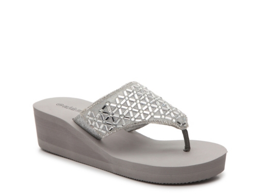 olivia miller jewel wedge flip flop