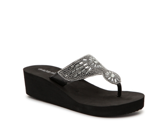 Olivia Miller Jewel Wedge Flip Flop Women's Shoes | DSW