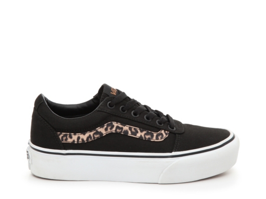 black vans with leopard print stripe