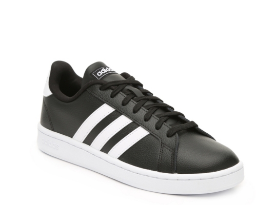 Adidas Men #39 s Grand Court Shoes F36393 Black / White Leather 100%