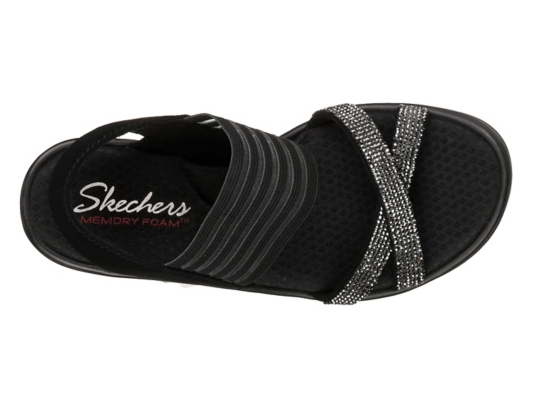 skechers black wedge sandal