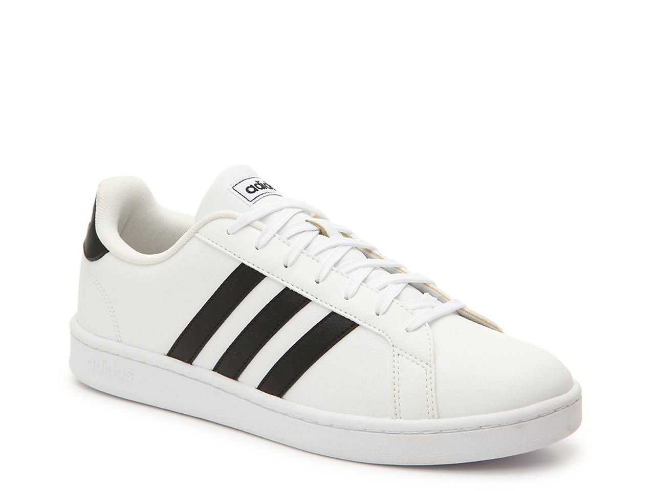 Adidas Men's Grand Court Shoes F36393 Black / White Leather 100%