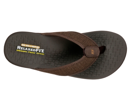 skechers men's memory foam flip flops