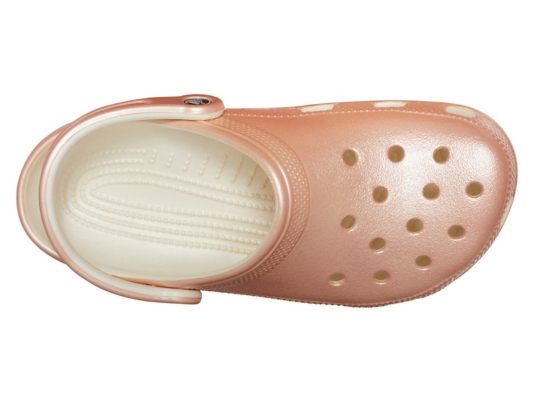 rose gold metallic crocs