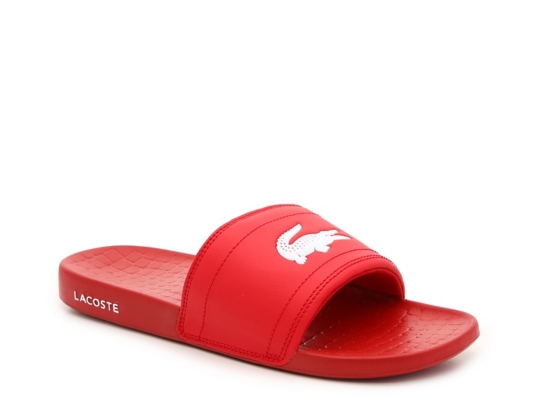 red lacoste flip flops