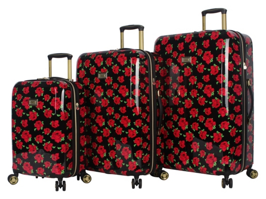 betsey johnson pink luggage
