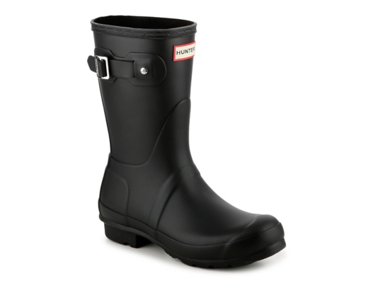 short matte black hunter rain boots