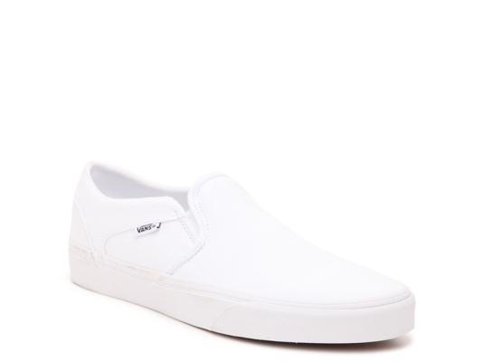 solid white slip on vans