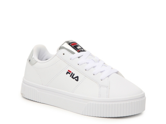 white and gold fila slides