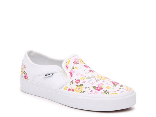 white slip on vans dsw