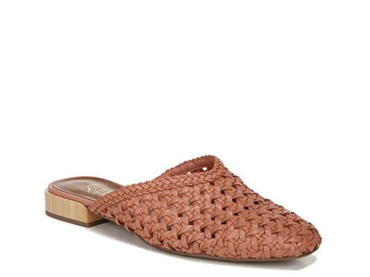 womens red leather mules