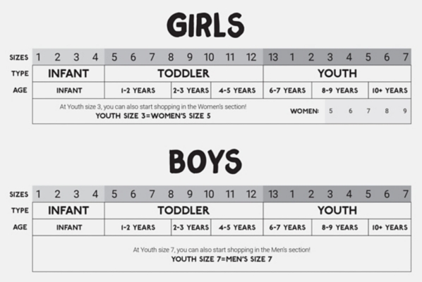 skechers youth size chart