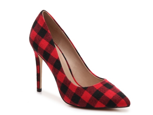 plaid shoes heels